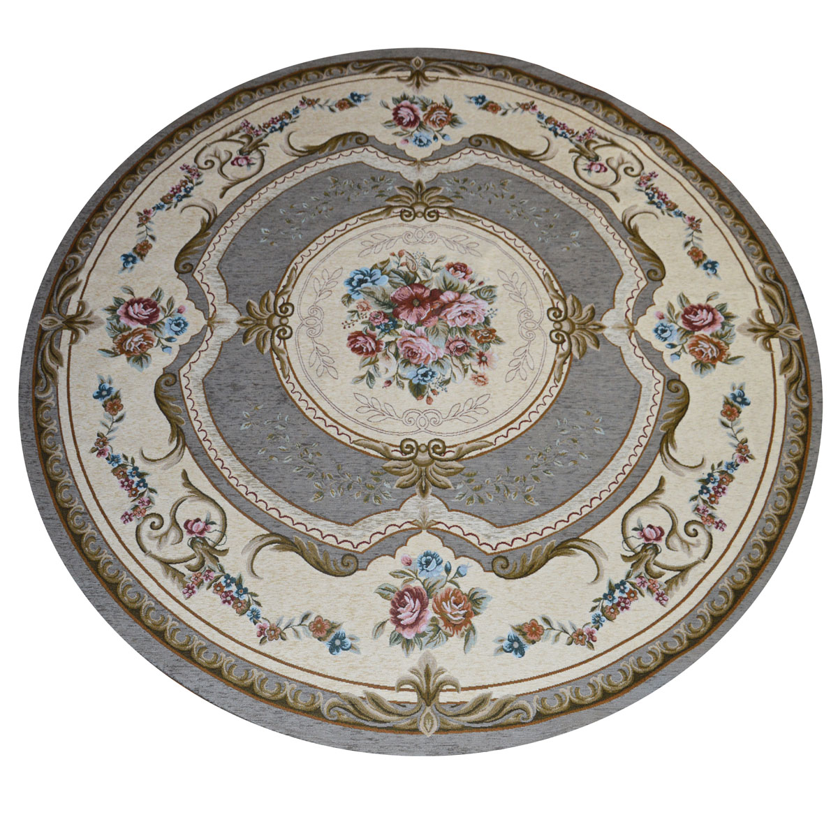 Tappeto AUBUSSON FANGO cm.200 ? Rotondo in ciniglia multiuso lavabile antiscivolo