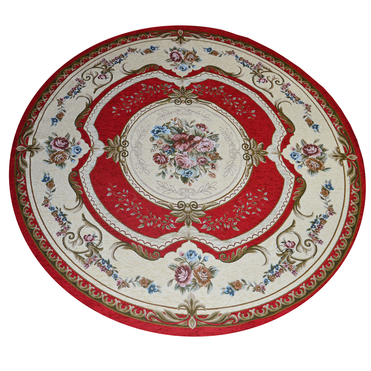 Tappeto AUBUSSON ROSSO cm.200 ? Rotondo in ciniglia multiuso lavabile antiscivolo