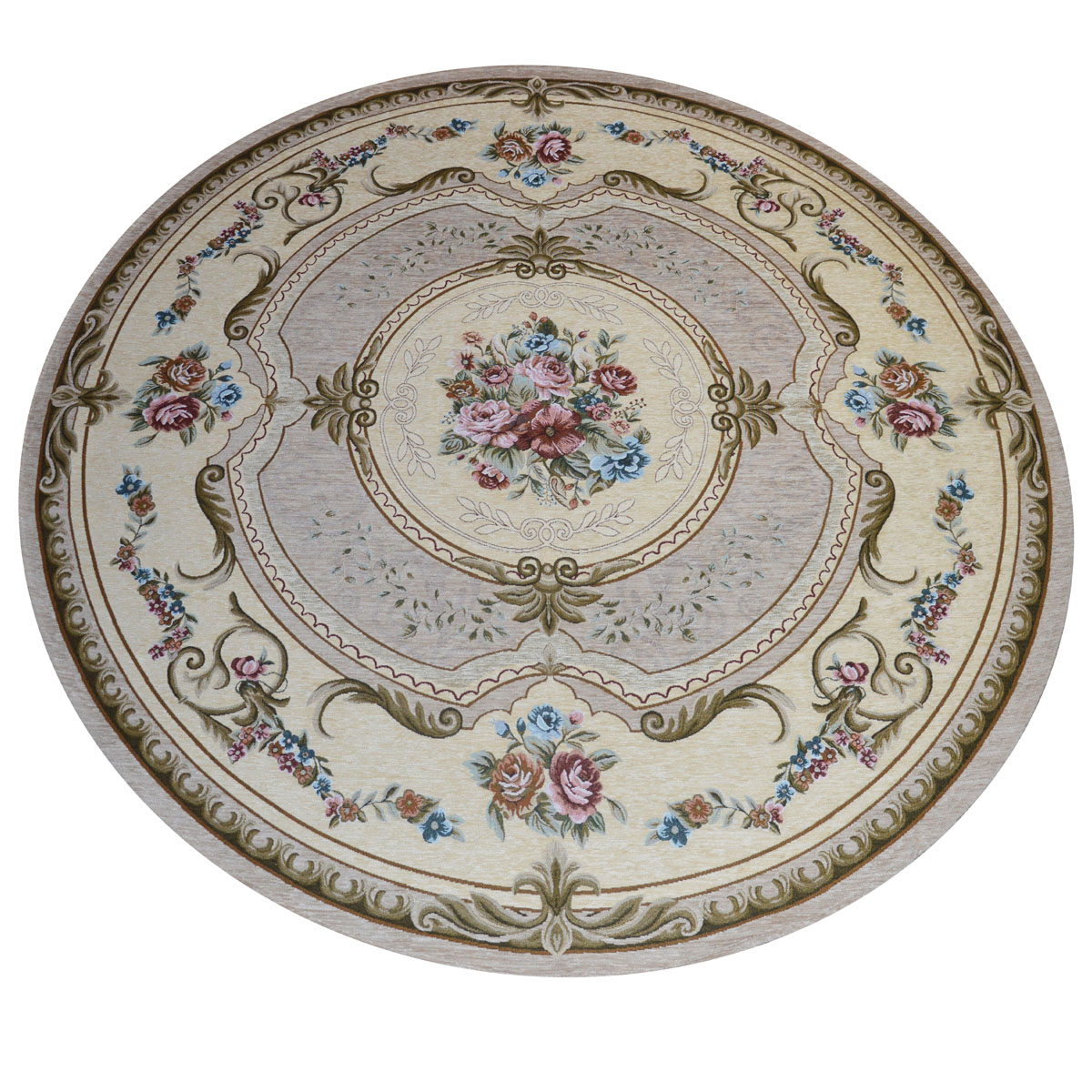 Tappeto AUBUSSON TORTORA cm.200 ? Rotondo in ciniglia multiuso lavabile antiscivolo