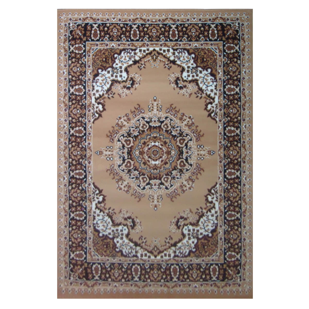 Tappeto P4480 beige cm.180x270 disegno persiano medaglione tradizionale, economico resistente facile da pulire