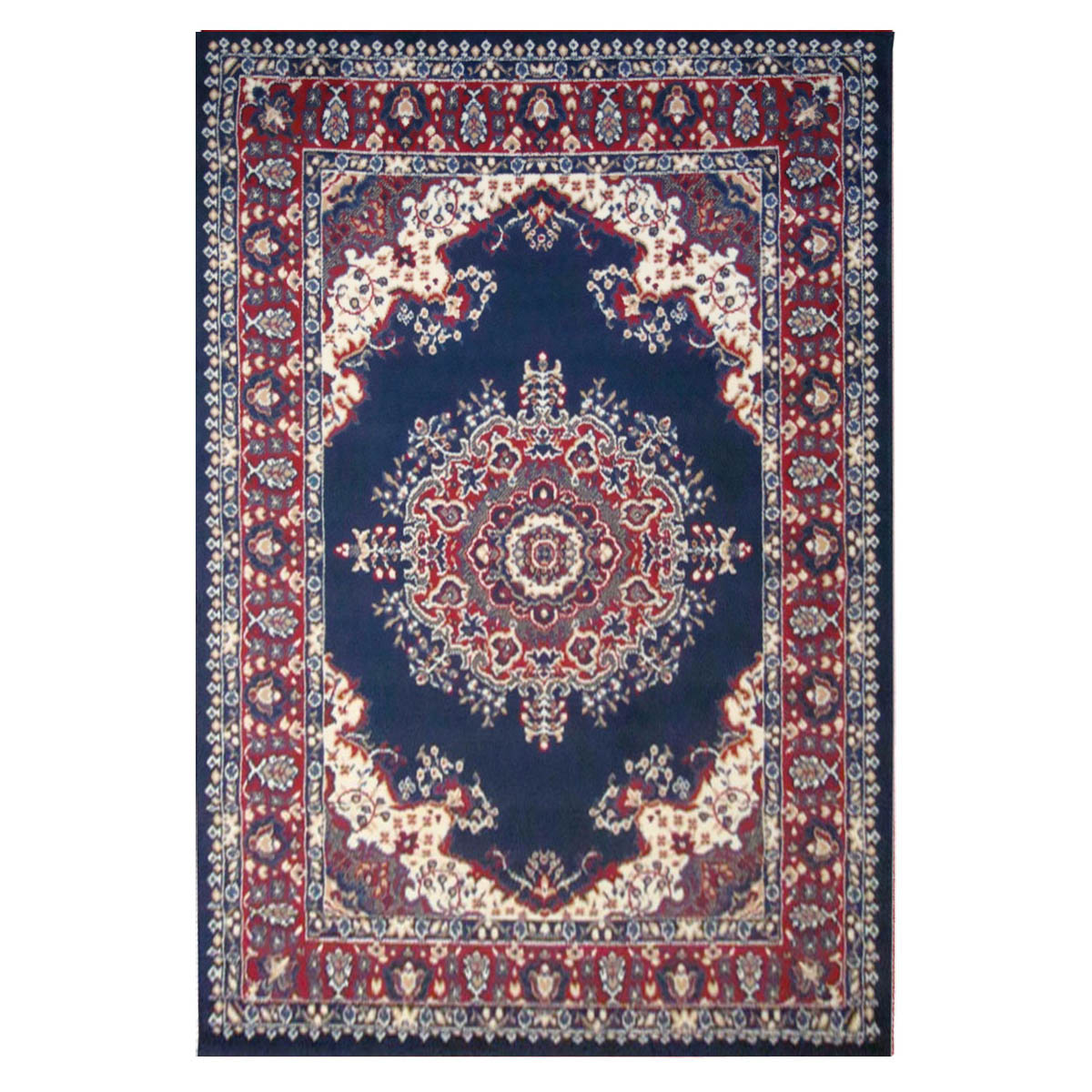 Tappeto P4480 blu cm.180x270 disegno persiano medaglione tradizionale, economico resistente facile da pulire